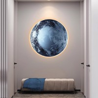 Lukisan Dinding Sofa, Pintu Masuk, Kamar Tidur, Dekorasi Samping Tempat Tidur, Lampu LED Bundar Bertema Bulan