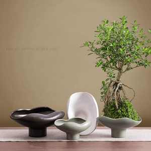 Maceta de cerámica esmaltada con orificio de drenaje para bolas de musgo, estilo chino, ecológica, para el hogar, para escritorio, para plantas hidropónicas - Product Image 2