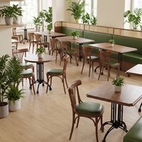 Tables et chaises en bois massif de noyer noir, style rétro minimaliste, pour cafés et pâtisseries