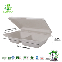 SUMKOKA Vente en gros Boîte alimentaire jetable biodégradable en bagasse de canne à sucre à 2 compartiments 9*6 pouces