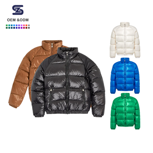 Giacca Puffer Lucida da <span class=keywords><strong>Uomo</strong></span> Personalizzata OEM ODM, Cappotto Vintage Unisex in Piuma <span class=keywords><strong>d</strong></span>'<span class=keywords><strong>Oca</strong></span> con Chiusura a Cerniera, Impermeabile, Stile Casual - Product Image 1