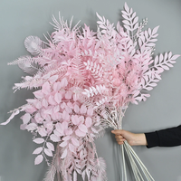 Dekorasi Dinding Gapura Pernikahan DREA, Daun Buatan, Bunga Plastik Putih Pink Lilac untuk Dekorasi Pernikahan