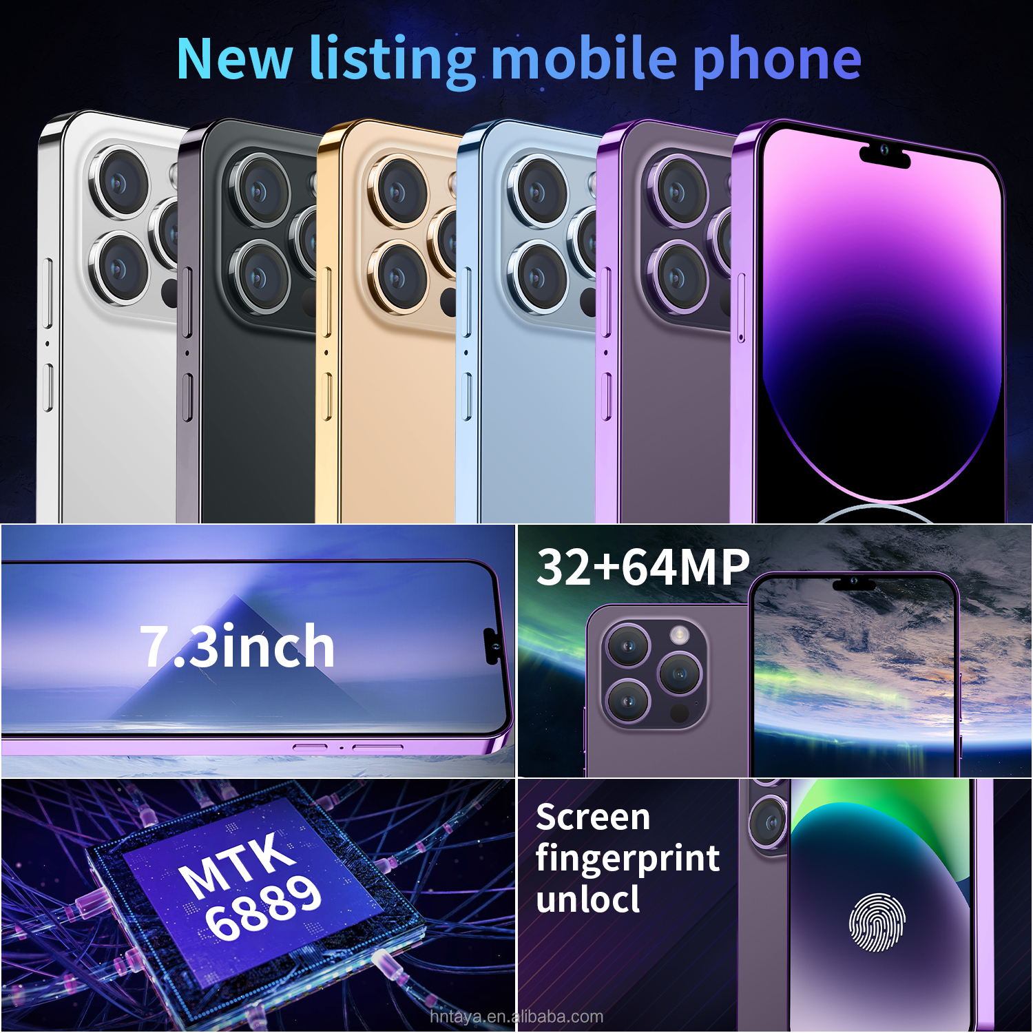 Fast drop ship Original i 14 pro max unlocked cell phone 7.3 inch Big Screen 12GB + 512GB Dual SIM Android 5G smart mobile phone