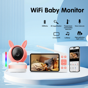 Nouvelle caméra de surveillance pour bébé Tuya 4MP sans fil avec vision nocturne, lecture de 8 berceuses, étanche IP65, grand écran IPS HD de 5,5 pouces - Product Image 3