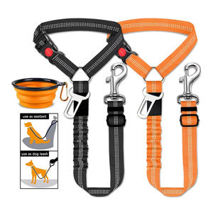 Laisse de ceinture de sécurité pour chien 2-en-1 réglable et écologique Boucle en alliage de zinc Ruban de corde en nylon Décoration pour la sécurité des sièges arrière de voiture pour animaux de compagnie - Product Image 1