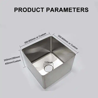 Évier de soudure industriel personnalisé 304 316 à l'intérieur de la cuvette de l'évier de table Carton d'acier inoxydable de cuisine commerciale fabriqué à la main