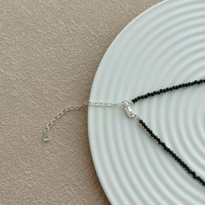 Collar con Colgante de Perlas de Cristal de Ónix Negro y Cuentas Pequeñas, Chapado en Rodio y Plata S925, Diseño Especial Dylam, para Mujeres y Niñas - Product Image 5