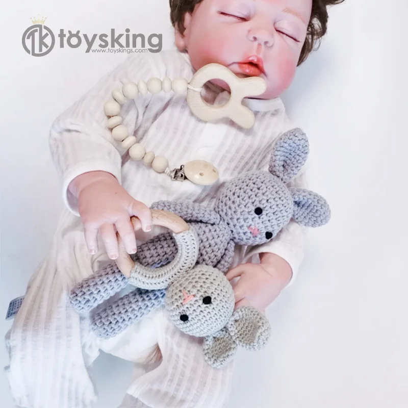 Набор детских подарков TK для вязания крючком, цепочка с зубцами, буковая деревянная погремушка, игрушки для вязания крючком