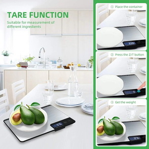 เครื่องชั่งน้ำหนักอาหารในครัวหน้าจอแอลซีดีทำจากสเตนเลสสตีลใช้แบตเตอรี่ไฟฟ้าสามารถวัดน้ำหนักได้ถึง15กก. - Product Image 5