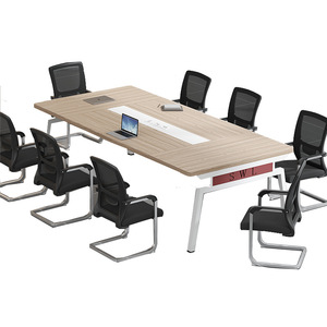Table de conférence Dagang 180 cm avec plateau en bois, mobilier de bureau pour salle de réunion avec ensemble de chaises - Product Image 3