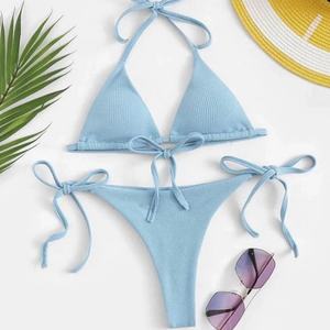 Ensemble bikini micro-soutien-gorge et string dos nu grande taille pour femme, personnalisé, séchage rapide et respirant, avec logo imprimé sur le devant - Product Image 3