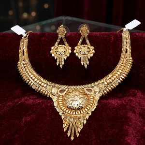 Wholesale 14K 18K 24K Gold Filled Traditional Floral Design Jewelry Set, Forming Short Necklaces, Brass Gold Fashion Necklaces. - Product Image 4