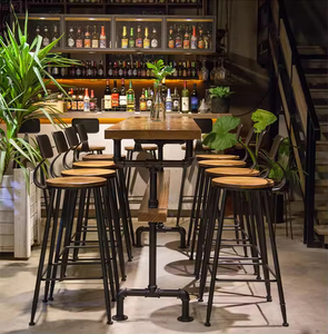 High-quality Commercial Modern Brown Square Solid Wood Top <strong>Bar</strong> <strong>Table</strong> with Metal Legs for Home <strong>Bar</strong> <strong>and</strong> Kitchen Use - Product Image 5