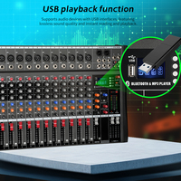 Mixer Audio 12 Kanal USB 48V Phantom Power Efek Digital untuk Siaran Langsung Karaoke Panggung Buatan Sendiri
