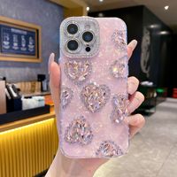 Coque de luxe DIY à texture coquillage avec strass en forme de cœur, compatible avec iPhone 16 Pro Max, étui 3D scintillant en cristal en forme de cœur