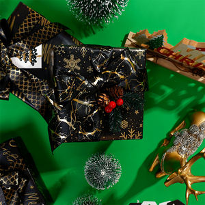 New Design <b>Christmas</b> Gift Roll Wrap Set Brush Gold Paper 43*300 cm - Product Image 4