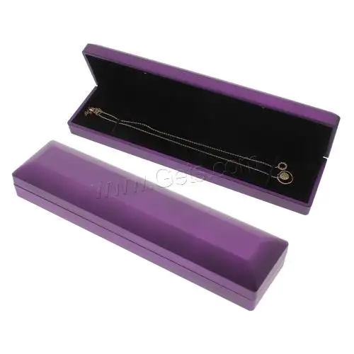Оптовая продажа, прямоугольная деревянная шкатулка для украшений, ожерелья с губкой, фиолетовый, 54x228x35 мм 1018742