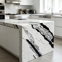 Dalle de pierre de quartz blanc avec veines noires naturelles, finition brillante, pour comptoir moderne de cuisine et salle de bain, surface intérieure