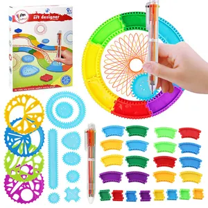 DIY划痕彩虹纸螺旋图齿轮绘图套装创意教育螺旋图绘图塑料尺绘图玩具