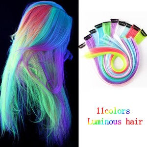 AliLeader 20 pollici con una Clip di estensione dei capelli luminosi luminosi capelli sintetici lucenti nell'oscurità decorativa - Product Image 2