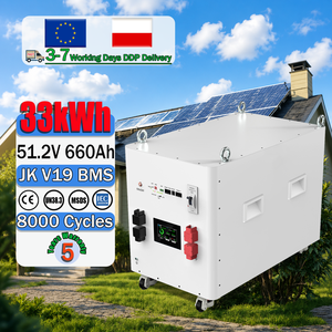 33kWh 660Ah 51.2V JK V19 BMS แบตเตอรี่วางซ้อนกันได้แบบแยกส่วน8000รอบยุโรป DDP จัดส่งเร็วแบตเตอรี่ลิเธียมเหล็กฟอสเฟตพลังงานแสงอาทิตย์ - Product Image 1