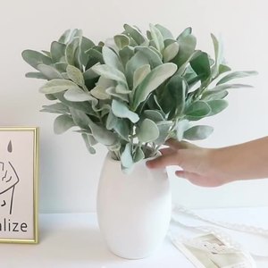10 pz Top Seller <span class=keywords><strong>di</strong></span> foglie <span class=keywords><strong>di</strong></span> <span class=keywords><strong>agnello</strong></span> artificiali Bouquet <span class=keywords><strong>di</strong></span> seta floccato pianta <span class=keywords><strong>di</strong></span> coniglio <span class=keywords><strong>orecchio</strong></span> foglia Bundle per decorazione matrimonio - Product Image 3