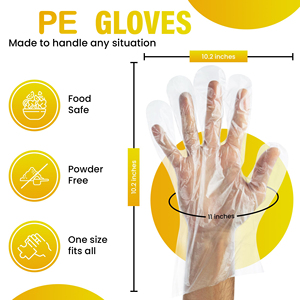 Gants en polyéthylène haute densité (HDPE) épais et résistants, jetables, de qualité alimentaire, pour la transformation de la viande, les boucheries, les cuisines grasses et le nettoyage. - Product Image 2