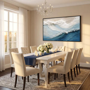 Pintura al Óleo Moderna Azul y Blanca con Textura Ondulada Minimalista, Arte Decorativo en Lienzo, Paisaje Marino Abstracto, Naturaleza Muerta, Cuadro para Colgar - Product Image 3