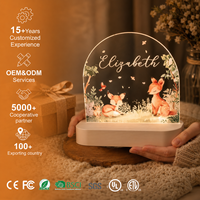 Lampe acrylique gravée au laser avec socle en bois 3D chaud visuel Lampe en bois avec socle à DEL Lampe de table en bois avec socle à DEL