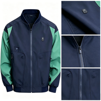 Blouson Bomber Sportif Homme Personnalisé OEM ODM avec Logo, Col Montant, Imperméable, Coupe-Vent, Chaud, avec Poches Zippées