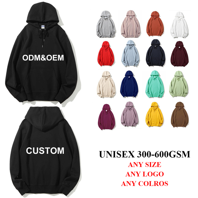Custom Logo Men's Hoodies Sweatshirts Unisex Pullover Wholesale Various Colored 100% Cotton Embroidery Logo Blank Men Hoodies