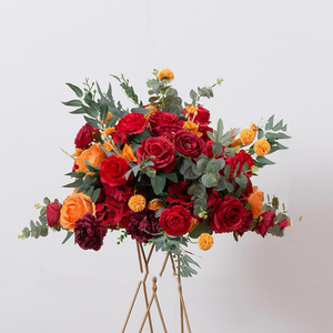 Boule de fleurs artificielles rouges en soie, ornement floral pour centre de table de mariage, vente en gros - Product Image 1