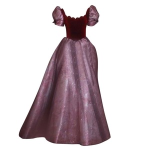 Puff Sleeve Evening Gown Long Skirt Red Women Stage Performance Dress For Brides Toasting Vocal Art Exam Hosting Chorus - Product Image 5