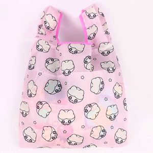 Customizable Expandable Foldable Washable Recyclable <b>Nylon</b> Tote <b>Bag</b> Cartoon Pattern <b>Shoulder</b> Strap Reusable for Shopping Use - Product Image 5