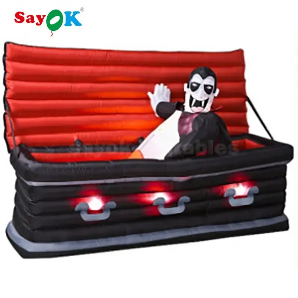 High quality 5 feet halloween inflatable animated rising vampire from coffin