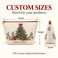Pochette cosmétique de Noël personnalisée en toile de coton avec fermeture éclair, logo personnalisé, cadeau de fête, rangement de maquillage, vente en gros