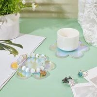 Sous-verre en acrylique holographique en forme de fleur WALYIELD, surface polie irisée arc-en-ciel personnalisée, montage facile, décoration de la maison, pour tasses et tables