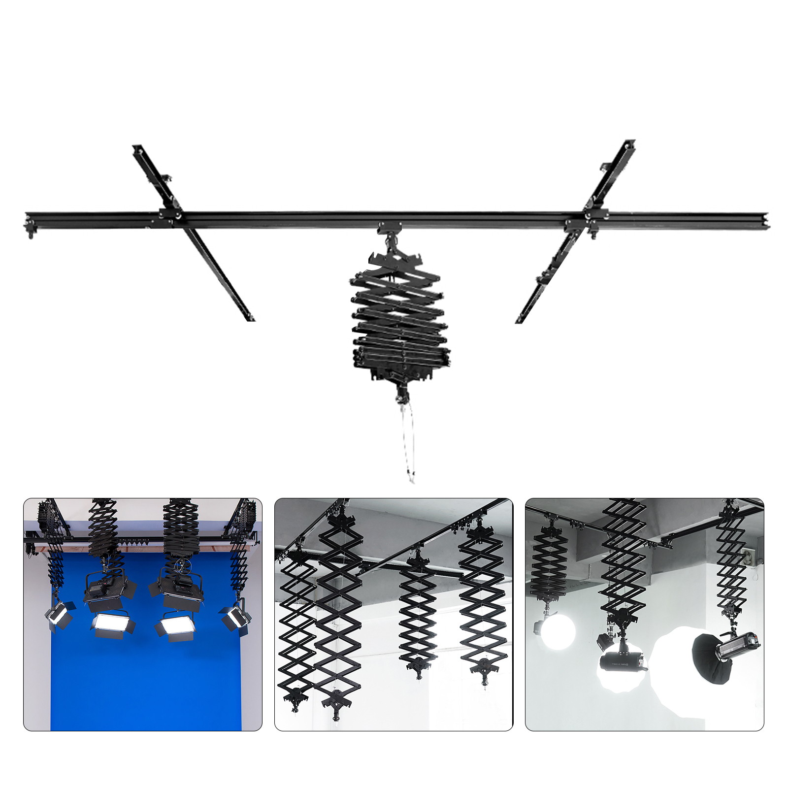 Studio 2.8x2.8m Pantografo Sistema di Binario Soffitto Kit Completo 2m Drop Pantografo Stand per Fotografia Foto Video Studio Apparecchiature di Illuminazione