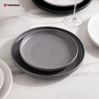Assiettes en céramique rose mat créatives de 10,5 et 8 pouces, vaisselle en grès multicolore pour cadeaux d'affaires, fabriquées en Chine