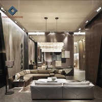 Villa ensemble de canapés italiens de salon, canapé sectionnel en l en cuir véritable nubuck
