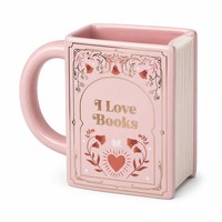 Tasse en porcelaine en forme de livre avec poignée, design minimaliste moderne, emballage sécurisé pour le café
