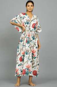 Caftán de Algodón Indio: Vestido Ligero Hecho a Mano para la Playa - Product Image 3