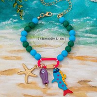 Bracelet perlé avec breloque étoile de mer, coloré, pour l'été, la plage, pour femmes et filles, cadeau de vacances