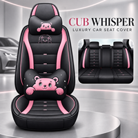 Housses de siège de voiture en cuir motif ours de dessin animé mignon Cub Whisper, ensemble complet 16 pièces, toutes saisons, universelles Civic Mazda CLS