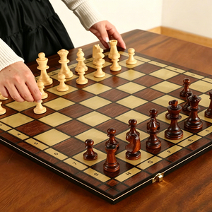 Jeu d'échecs de luxe en bois de haute qualité pour le dropshipping et la vente en gros, pièces d'échecs en métal 24*24cm pour jeux de société - Product Image 4