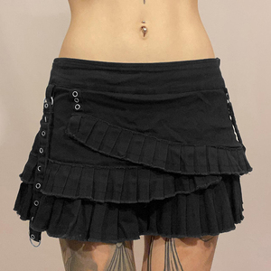 High Waist Mini Skirt - Gothic Streetwear With Cross Print Pleated Women Skirts - View #12