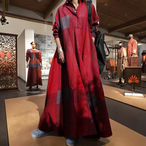Abaya Tradizionale Mediorientale da Donna, Stile Etnico Retrò Autunnale, in Cotone e Lino con Stampa Floreale, Maniche Lunghe, Asciugatura Rapida e Traspirante - Product Image 6