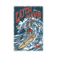 Impression décorative Vintage Beach Tin Sign Surfing Metal Plates Holiday Sports Poster for Wall Decoration