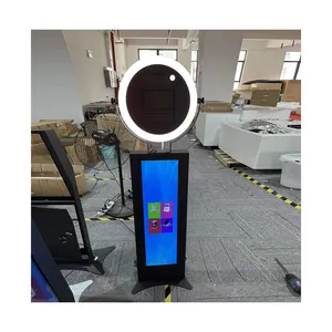 2023 Fashion Popular Black Ipad Photo Booth with Led Fill Light Ipad Photo Booth Machine Kiosk With Printer