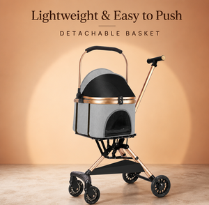Poussette légère pour animaux de compagnie avec panier amovible, 4 roues, chariot de transport pour chiens et chats, pour petits animaux, voyage - Product Image 5